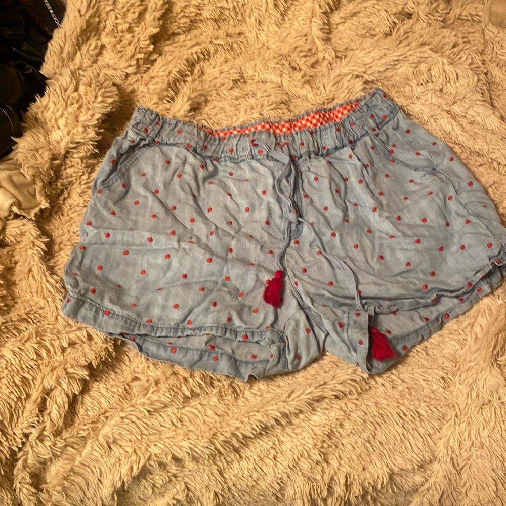 Blue with red polka doted Matilda Jane shorts
